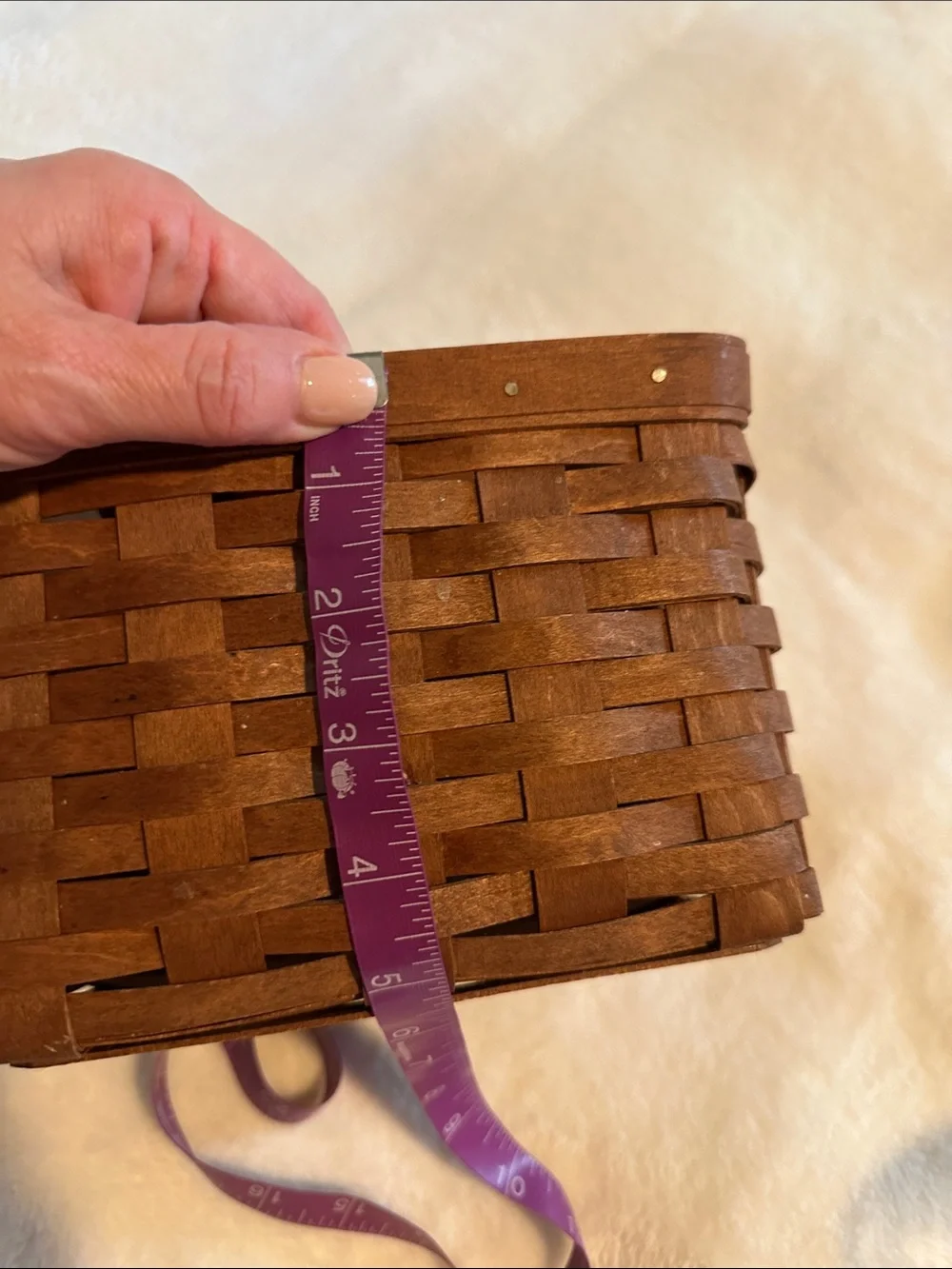Longaberger Natural Brown Woven Storage Basket with Cream Liner and protector